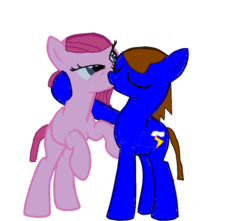 Size: 950x841 | Tagged: safe, artist:scout25, pinkie pie, oc, oc:vecin denis 2, g4, 1000 hours in ms paint, canon x oc, female, kissing, male, ms paint, pinkamena diane pie, ponified, shipping, straight
