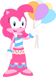 Size: 1452x2016 | Tagged: safe, artist:fandomflare, pinkie pie, anthro, plantigrade anthro, g4, female, solo, sonic the hedgehog (series), sonicified, style emulation