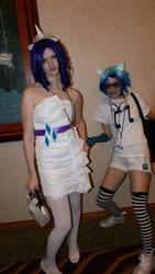 Size: 540x960 | Tagged: safe, dj pon-3, rarity, vinyl scratch, human, g4, cosplay, irl, irl human, photo