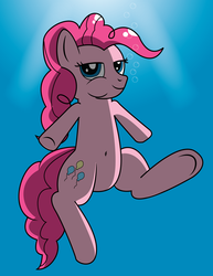 Size: 2550x3300 | Tagged: safe, artist:saburodaimando, pinkie pie, g4, bedroom eyes, belly button, bubble, female, high res, solo, swimming, underwater