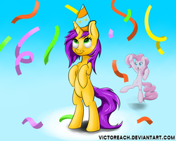 Size: 5000x4000 | Tagged: safe, artist:victoreach, pinkie pie, oc, g4, birthday, smiling