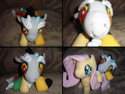 Size: 900x678 | Tagged: safe, artist:crackle486, discord, fluttershy, g4, irl, photo, plushie