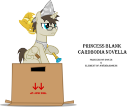 Size: 2572x2166 | Tagged: safe, artist:zacatron94, oc, oc only, oc:blank novel, alicorn, pony, cardboard box, high res, solo, twilight scepter