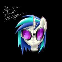 Size: 1000x1000 | Tagged: safe, artist:fujikoeurekachamploo, dj pon-3, vinyl scratch, human, pony, unicorn, equestria girls, g4, album cover, background pony, daft punk, duality, equestria girls ponified, female, human ponidox, mare, parody, ponified, ponified album cover, random access memories, solo, square crossover