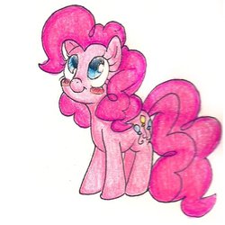 Size: 600x600 | Tagged: safe, artist:kittykawaiix3, pinkie pie, g4, blushing, female, solo, traditional art