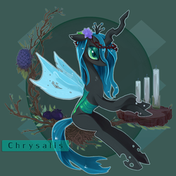 Size: 1417x1417 | Tagged: safe, artist:mirululu, queen chrysalis, changeling, changeling queen, g4, candle, crown, female, jewelry, regalia, solo