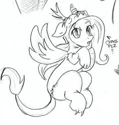 Size: 1280x1343 | Tagged: safe, artist:nayaasebeleguii, discord, fluttershy, g4, clothes, costume, female, monochrome, solo