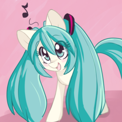 Size: 500x500 | Tagged: safe, artist:indiefoxtail, pony, cute, female, hatsune miku, mare, music notes, ponified, vocaloid