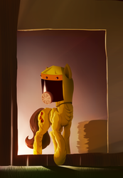 Size: 1024x1480 | Tagged: safe, artist:nadnerbd, pony, back to the future, hazmat suit, marty mcfly, ponified, solo