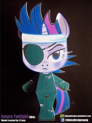 Size: 1139x1519 | Tagged: safe, artist:eljoeydesigns, twilight sparkle, g4, blushing, eyepatch, future twilight, papercraft