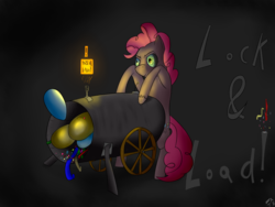 Size: 1600x1200 | Tagged: safe, artist:deviousfate, pinkie pie, g4, balloon, female, party cannon, solo