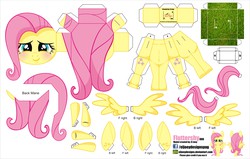 Size: 4127x2627 | Tagged: safe, artist:eljoeydesigns, fluttershy, g4, belly button, blushing, papercraft, smiling
