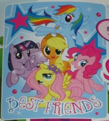 Size: 448x500 | Tagged: safe, applejack, fluttershy, pinkie pie, rainbow dash, twilight sparkle, alicorn, pony, g4, background pony rarity, blanket, female, irl, mare, merchandise, photo, twilight sparkle (alicorn)