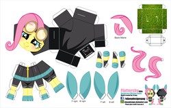 Size: 3302x2102 | Tagged: safe, artist:eljoeydesigns, fluttershy, g4, blushing, bunny ears, clothes, dangerous mission outfit, high res, hoodie, papercraft