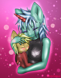 Size: 1875x2384 | Tagged: safe, artist:sixpathsoffriendship, oc, oc only, oc:safesleep, anthro, duo, hug