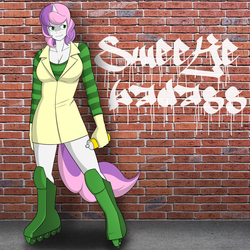 Size: 2200x2200 | Tagged: safe, artist:marik azemus34, sweetie belle, anthro, g4, female, graffiti, high res, solo