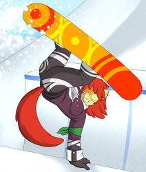 Size: 1280x1513 | Tagged: safe, artist:marik azemus34, apple bloom, earth pony, anthro, g4, breasts, busty apple bloom, female, older, snowboarding, solo, ssx