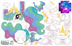 Size: 4130x2630 | Tagged: safe, artist:eljoeydesigns, princess celestia, alicorn, pony, g4, belly button, blushing, crown, papercraft, princess