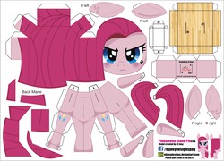 Size: 2504x1804 | Tagged: safe, artist:eljoeydesigns, pinkie pie, g4, angry, belly button, blushing, papercraft, pinkamena diane pie