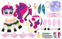 Size: 4130x2630 | Tagged: safe, artist:eljoeydesigns, queen chrysalis, changeling, g4, belly button, blushing, disguise, disguised changeling, fake cadance, papercraft