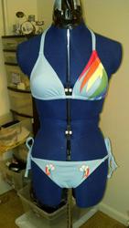 Size: 596x1056 | Tagged: safe, artist:tejnin, rainbow dash, g4, bikini, clothes, customized toy, cutie mark, swimsuit