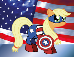 Size: 1980x1530 | Tagged: safe, artist:avellante, applejack, g4, amerijack, captain america, crossover, parody