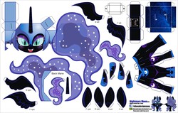 Size: 4130x2630 | Tagged: safe, artist:eljoeydesigns, nightmare moon, alicorn, pony, g4, antagonist, belly button, blushing, papercraft