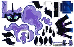 Size: 4130x2630 | Tagged: safe, artist:eljoeydesigns, nightmare moon, g4, belly button, blushing, embarrassed, papercraft, unarmored