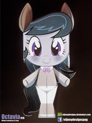Size: 1139x1519 | Tagged: safe, artist:eljoeydesigns, octavia melody, earth pony, pony, semi-anthro, g4, belly button, bipedal, blushing, bowtie, cute, female, looking at you, papercraft, smiling, solo