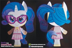 Size: 2062x1376 | Tagged: safe, artist:eljoeydesigns, rarity, g4, blushing, camping outfit, clothes, dress, papercraft, sunglasses