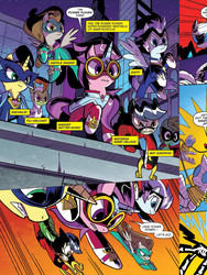 Size: 720x960 | Tagged: safe, idw, official comic, fili-second, humdrum, masked matter-horn, mistress marevelous, radiance, saddle rager, zapp, pegasus, pony, unicorn, g4, spoiler:comic, spoiler:comicannual2014, bone, humdrum costume, idw advertisement, masked matter-horn costume, power ponies, preview, skeleton, x-ray sparks