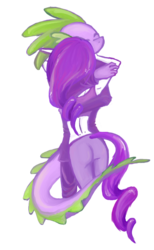 Size: 585x948 | Tagged: safe, artist:vautaryt, rarity, spike, anthro, g4, female, hug, male, midriff, ship:sparity, shipping, straight