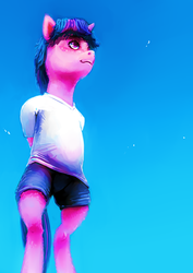 Size: 1368x1929 | Tagged: safe, artist:sharpieboss, twilight sparkle, pony, g4, bipedal, clothes, female, low angle, sky, solo