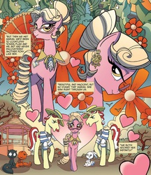 Size: 688x798 | Tagged: safe, artist:tony fleecs, idw, flam, flim, marian, friends forever #9, g4, my little pony: friends forever, spoiler:comic, collar, flim flam brothers, heart, the music man