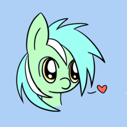 Size: 2000x2000 | Tagged: safe, artist:baa-chan01, lyra heartstrings, pony, g4, blue background, bust, heart, high res, portrait, simple background