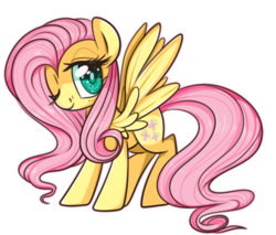 Size: 630x537 | Tagged: dead source, safe, artist:suzuii, fluttershy, g4, female, looking at you, solo, wink