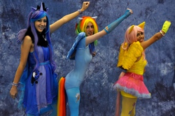 Size: 4288x2848 | Tagged: safe, artist:rose-maire517, fluttershy, princess luna, rainbow dash, human, g4, cosplay, irl, irl human, photo