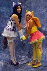 Size: 2848x4288 | Tagged: safe, artist:rose-maire517, fluttershy, rarity, human, g4, cosplay, high heels, irl, irl human, photo, shoes