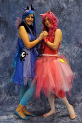 Size: 2848x4288 | Tagged: safe, artist:rose-maire517, pinkie pie, princess luna, human, g4, cosplay, irl, irl human, photo