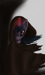 Size: 600x1000 | Tagged: dead source, safe, artist:jeki, twilight sparkle, alicorn, pony, g4, black sclera, crossover, dark, dark magic, dark side, evil twilight, female, magic, mare, solo, twilight is anakin, twilight sparkle (alicorn)