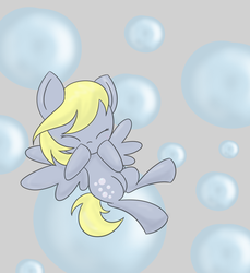 Size: 1650x1800 | Tagged: safe, artist:baa-chan01, derpy hooves, pegasus, pony, g4, bubble, female, mare, solo
