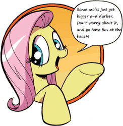 Size: 421x431 | Tagged: safe, idw, fluttershy, friendship is magic #3, g4, my little pony: friendship is magic (idw), bad advice fluttershy, cancer, exploitable meme, female, meme, solo, this will end in hospitalization