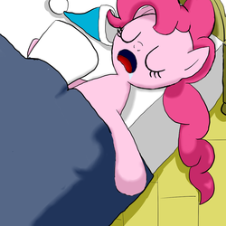 Size: 1024x1024 | Tagged: dead source, safe, artist:k-chan, pinkie pie, g4, cute, explicit source, female, pixiv, sleeping, solo