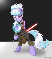Size: 1522x1738 | Tagged: safe, artist:notenoughapples, cloudchaser, pony, g4, bipedal, clothes, crossover, female, lightsaber, looking at you, sith, solo, star wars, star wars: the force unleashed, starkiller