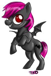 Size: 280x420 | Tagged: safe, artist:furiarossaandmimma, oc, oc only, oc:tiko, bat pony, pony, solo