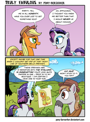 Size: 2550x3450 | Tagged: safe, artist:pony-berserker, applejack, rarity, oc, oc:longhaul, oc:southern comfort, g4, comic, high res, i can't believe it's not idw