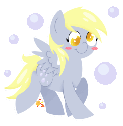 Size: 878x900 | Tagged: safe, artist:mochi--pon, derpy hooves, pegasus, pony, g4, animated, blushing, bubble, cute, derpabetes, female, mare, solo, underp