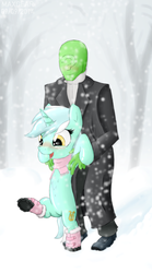 Size: 852x1527 | Tagged: safe, artist:mgmax, lyra heartstrings, oc, oc:anon, human, pony, g4, bipedal, boots, clothes, duo, scarf, snow, snowfall, walking