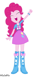 Size: 3000x6358 | Tagged: safe, artist:mixiepie, pinkie pie, human, equestria girls, g4, my little pony equestria girls: rainbow rocks, absurd resolution, balloon, boots, bracelet, clothes, cute, cutie mark on clothes, diapinkes, female, high heel boots, jewelry, open mouth, simple background, skirt, solo, transparent background, vector