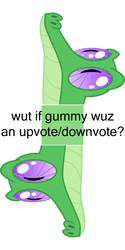 Size: 500x1000 | Tagged: safe, gummy, g4, spoiler:gummy, downvote, exploitable meme, green, male, meme, solo, upvote, wut if gummy wuz a meme